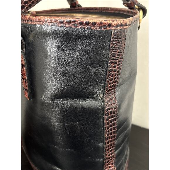 BRAHMIN Asher Black Tuscan Croc Leather Medium Zip Tote Purse Shoulder Bag - Picture 8 of 16